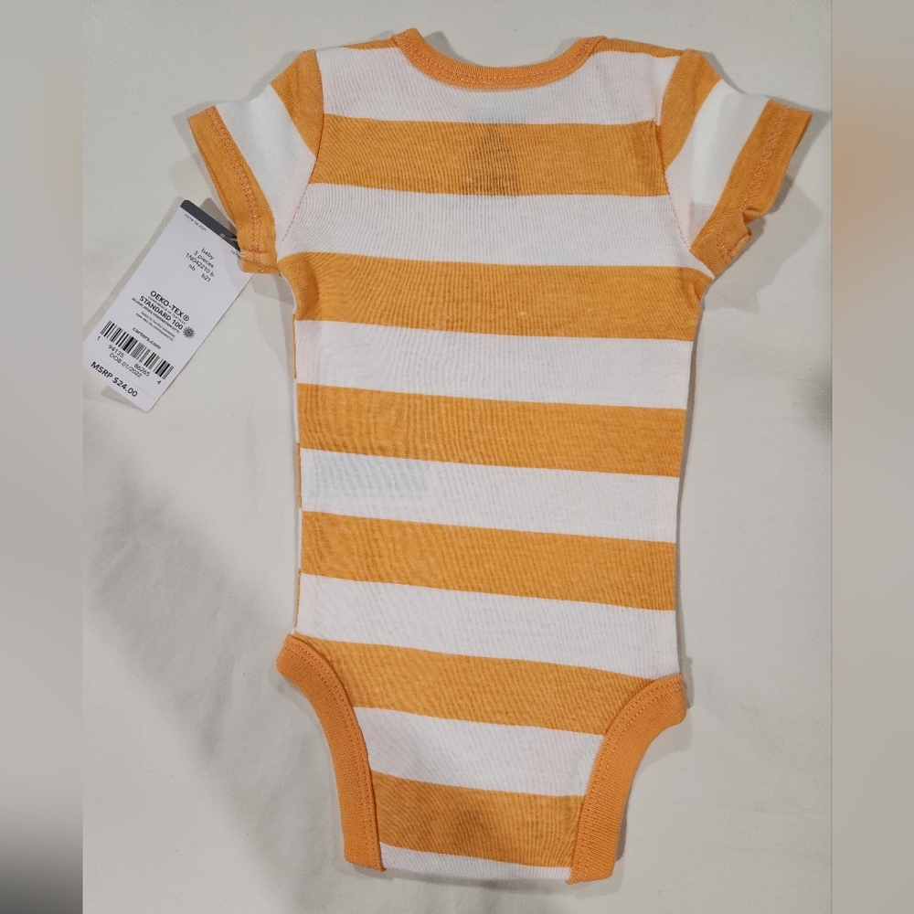 Carter's Boy's 'Ahoy Little Matey' 3 piece Set Orange & White Stripe Size NB NWT - Picture 7 of 10